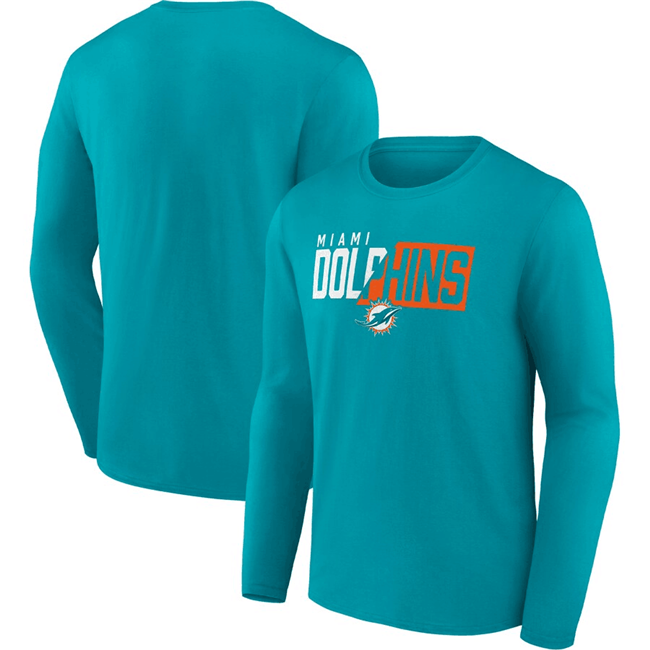 Men's Miami Dolphins Aqua One Two Long Sleeve T-Shirt